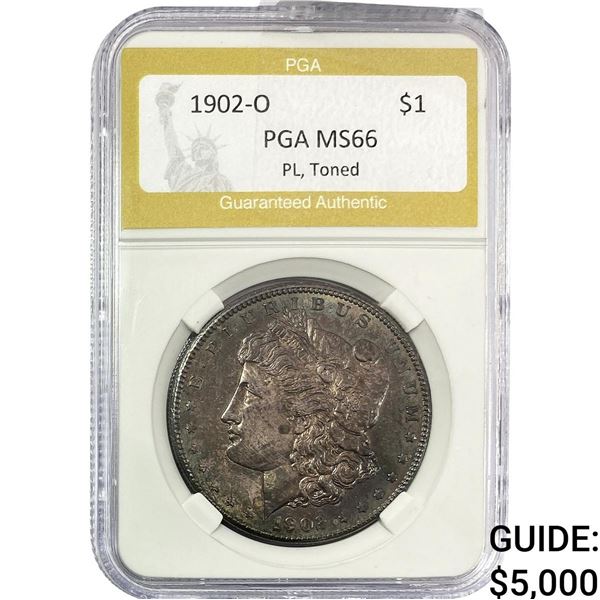 1902-O Morgan Silver Dollar PGA MS66 PL Toned