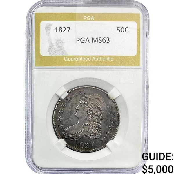 1827 Capped Bust Half Dollar PGA MS63
