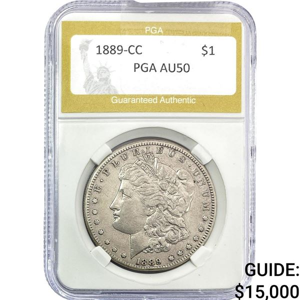 1889-CC Morgan Silver Dollar PGA AU50