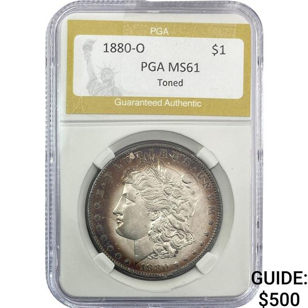 1880-O Morgan Silver Dollar PGA MS61 Toned