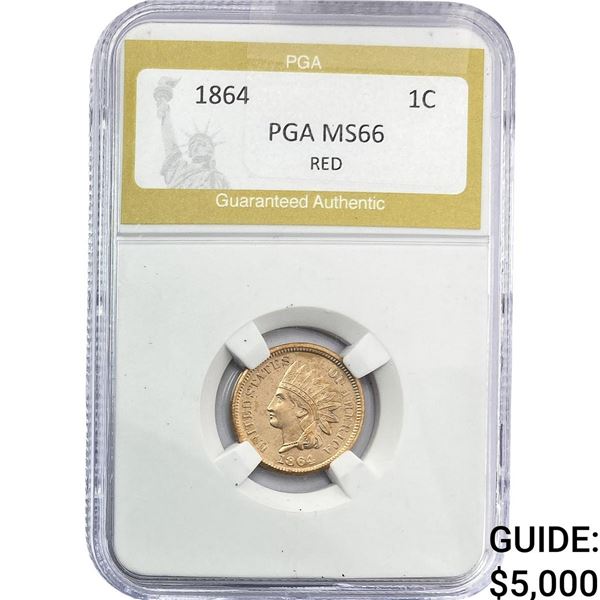 1864 Indian Head Cent PGA MS66 Red