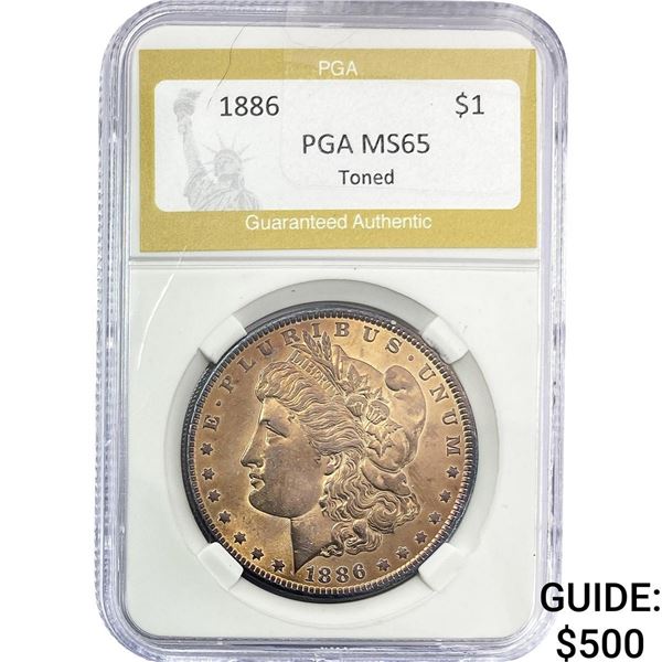 1886 Morgan Silver Dollar PGA MS65 Toned