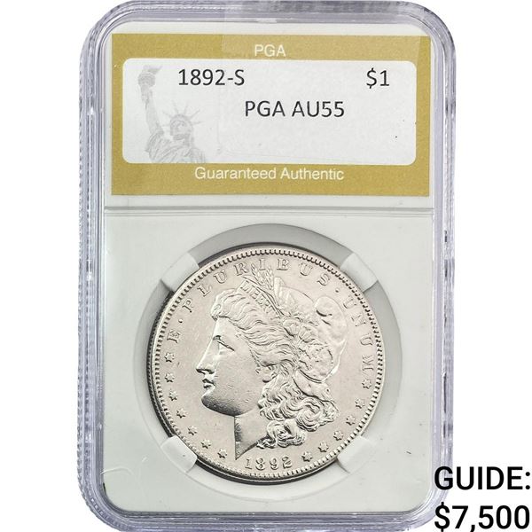 1892-S Morgan Silver Dollar PGA AU55
