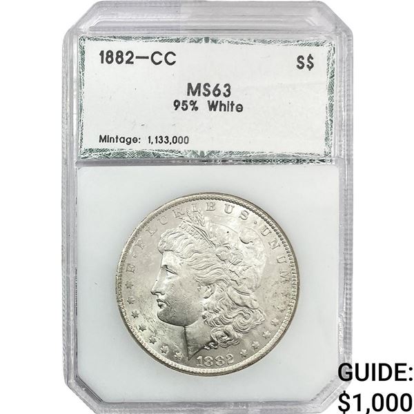 1882-CC Morgan Silver Dollar PCI MS63 93% White