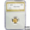 Image 1 : 1853 Rare Gold Dollar PGA MS64