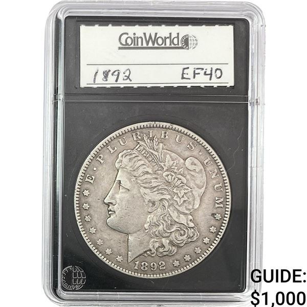 1892 Morgan Silver Dollar CW EF40