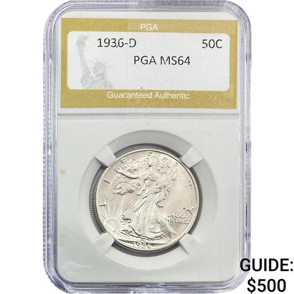 1936-D Walking Liberty Half Dollar PGA MS64
