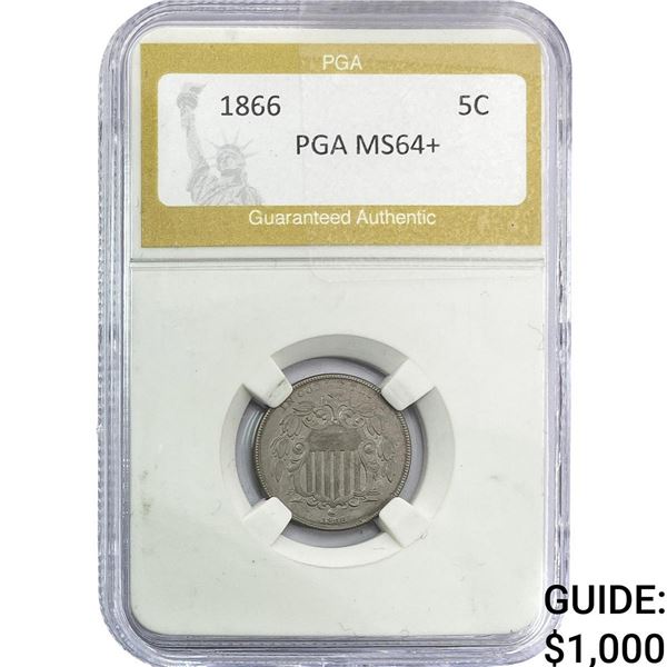 1866 Shield Nickel PGA MS64+