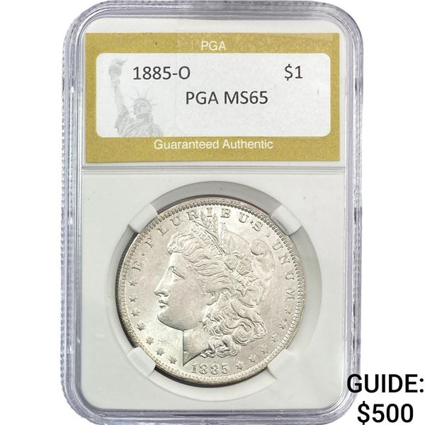 1885-O Morgan Silver Dollar PGA MS65