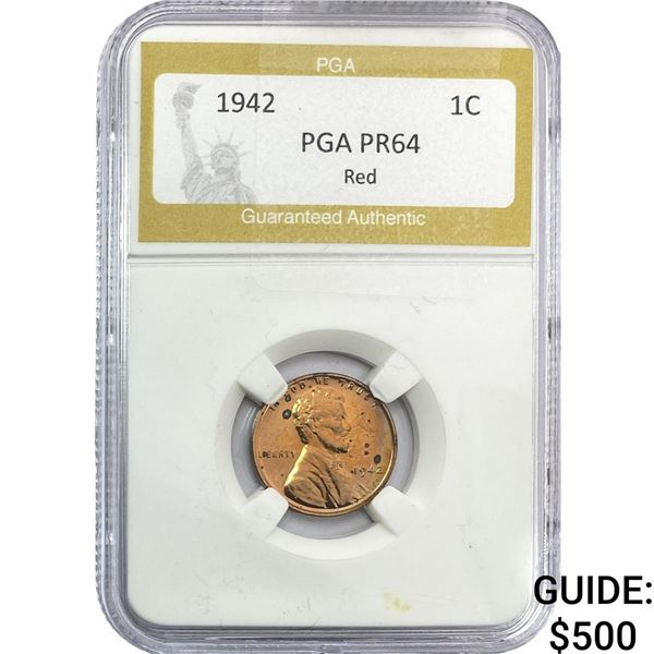 1942 Wheat Cent PGA PR64 Red