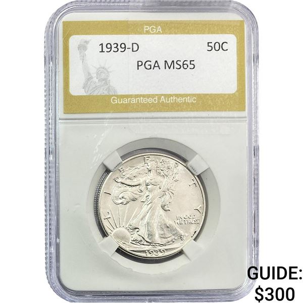1939-D Walking Liberty Half Dollar PGA MS65