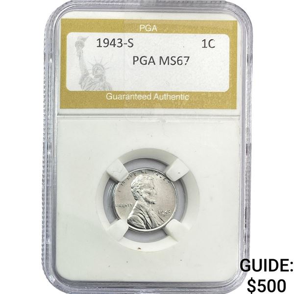 1943-S Wheat Cent PGA MS67