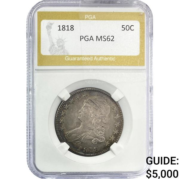 1818 Capped Bust Half Dollar PGA MS62