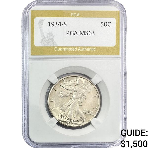 1934-S Walking Liberty Half Dollar PGA MS63