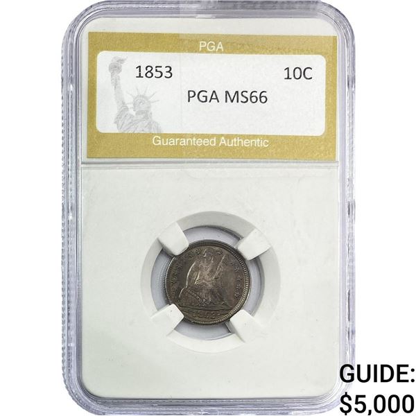 1852 Seated Liberty Dime PGA MS66
