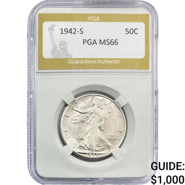 1942-S Walking Liberty Half Dollar PGA MS66