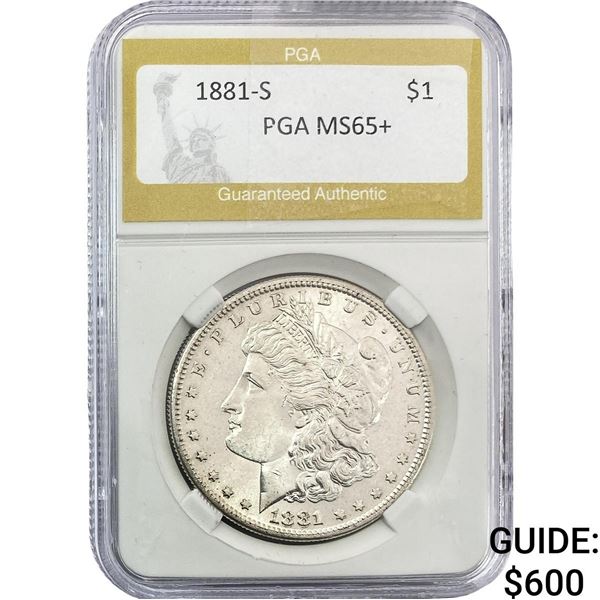 1881-S Morgan Silver Dollar PGA MS65+