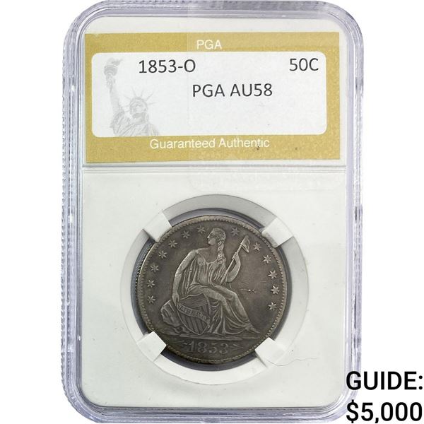 1853-O Seated Liberty Half Dollar PGA AU58