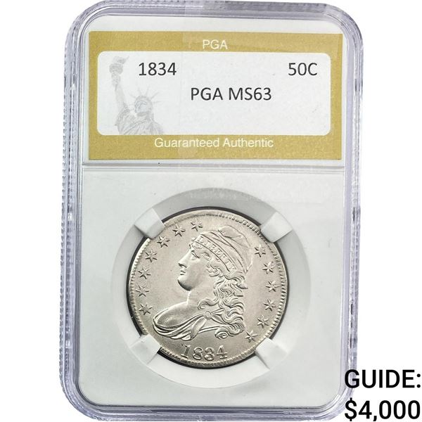 1834 Capped Bust Half Dollar PGA MS63
