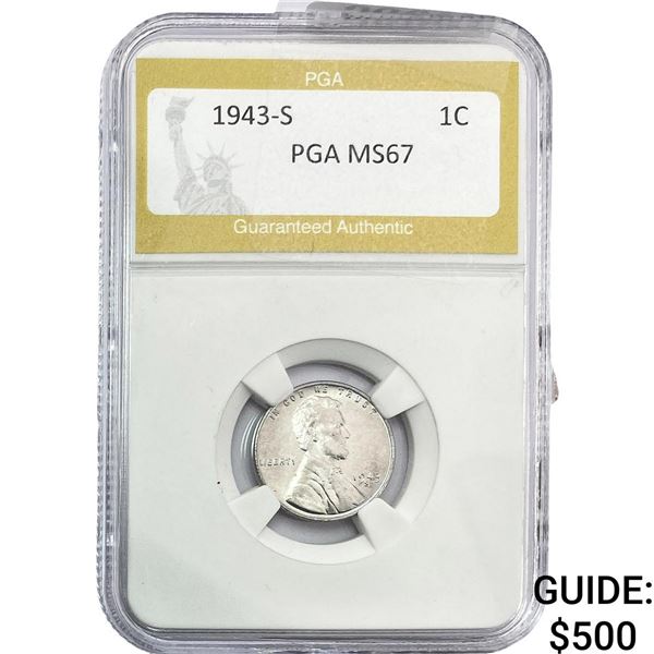 1943-S Wheat Cent PGA MS67