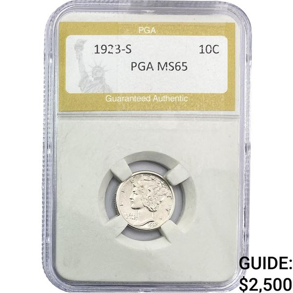 1923-S Mercury Silver Dime PGA MS65