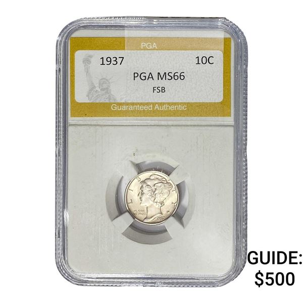 1937 Mercury Silver Dime PGA MS66 FSB