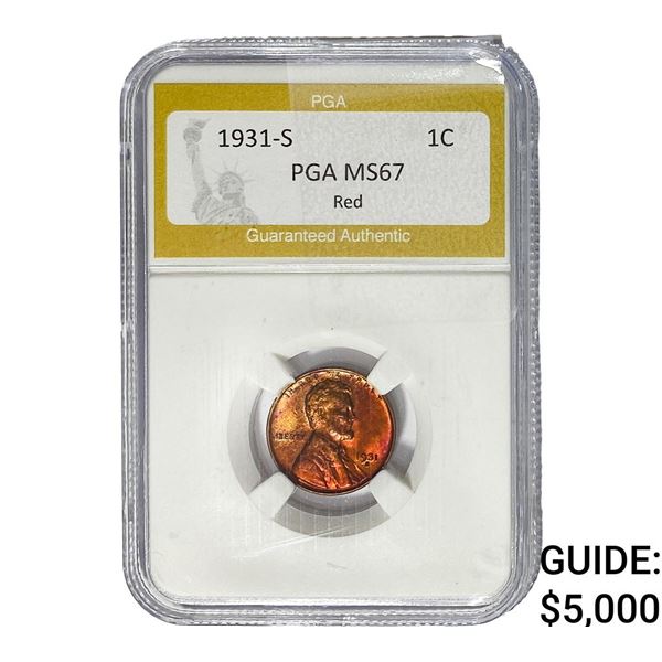 1931-S Wheat Cent PGA MS67 Red
