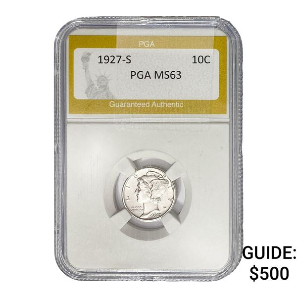 1927-S Mercury Silver Dime PGA MS63