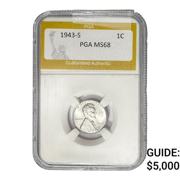 1943-S Wheat Cent PGA MS68
