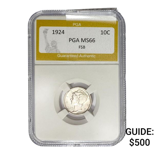 1924 Mercury Silver Dime PGA MS66 FSB