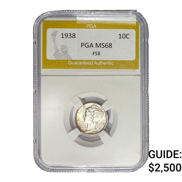 1938 Mercury Silver Dime PGA MS68 FSB
