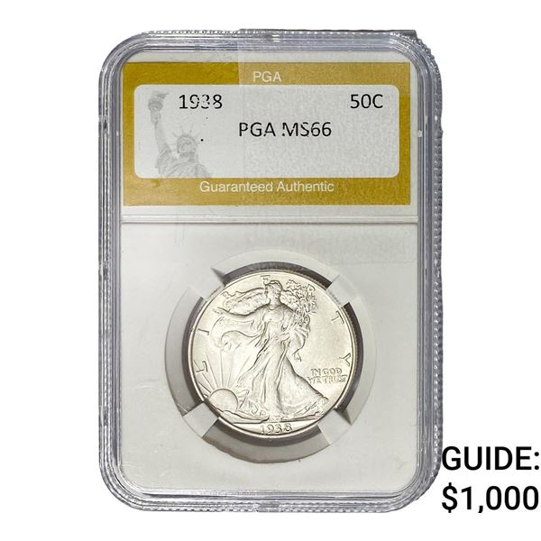 1938 Walking Liberty Half Dollar PGA MS66