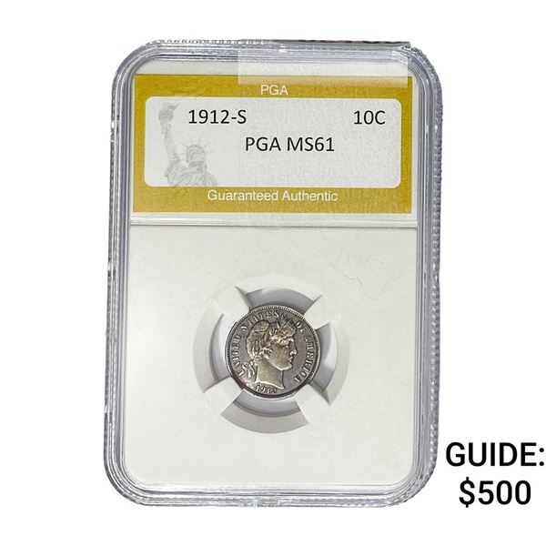 1912-S Barber Dime PGA MS61