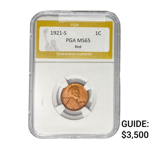 1921-S Wheat Cent PGA MS65 Red