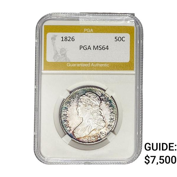1826 Capped Bust Half Dollar PGA MS64
