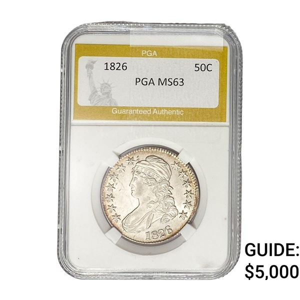 1826 Capped Bust Half Dollar PGA MS63