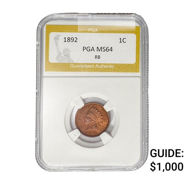 1892 Indian Head Cent PGA MS64 RB