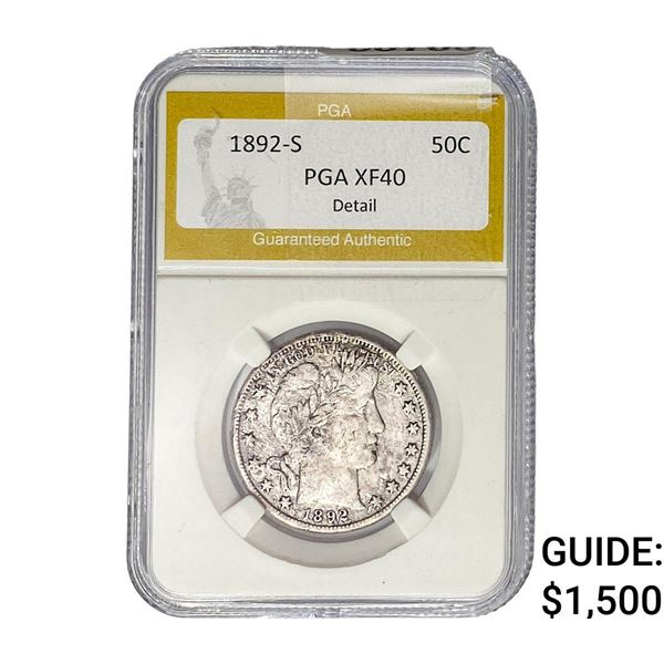 1892-S Barber Half Dollar PGA XF40 Detail