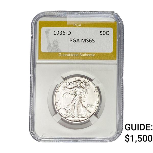 1936-D Walking Liberty Half Dollar PGA MS65
