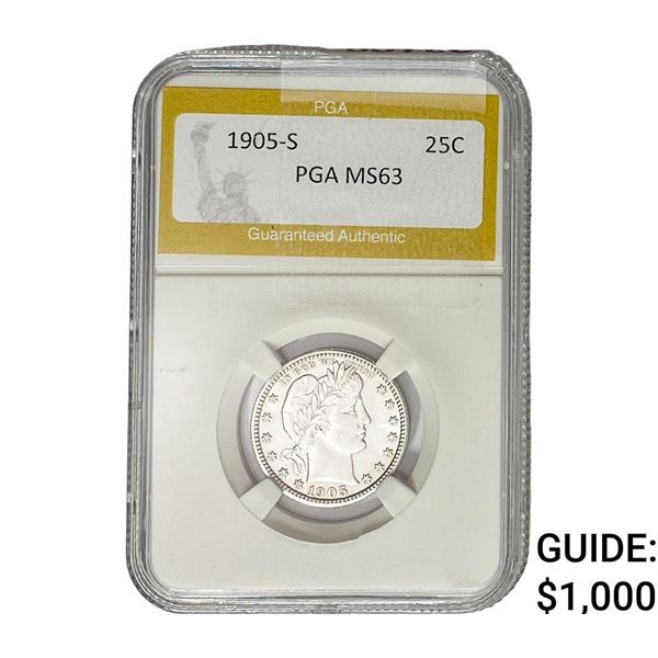 1905-S Barber Quarter PGA MS63