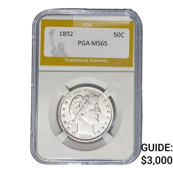 1892 Barber Half Dollar PGA MS65