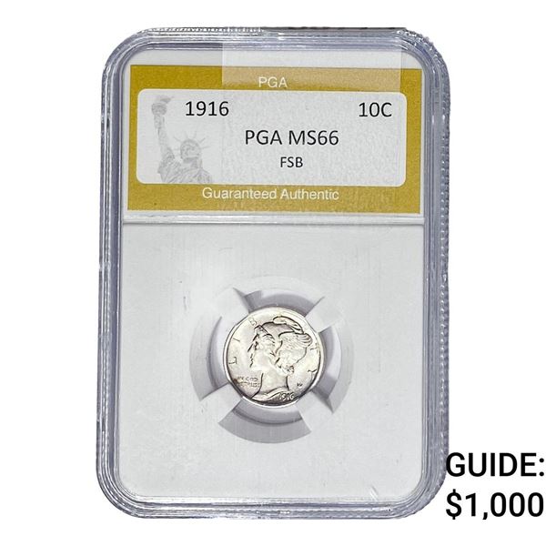 1916 Mercury Silver Dime PGA MS66 FSB
