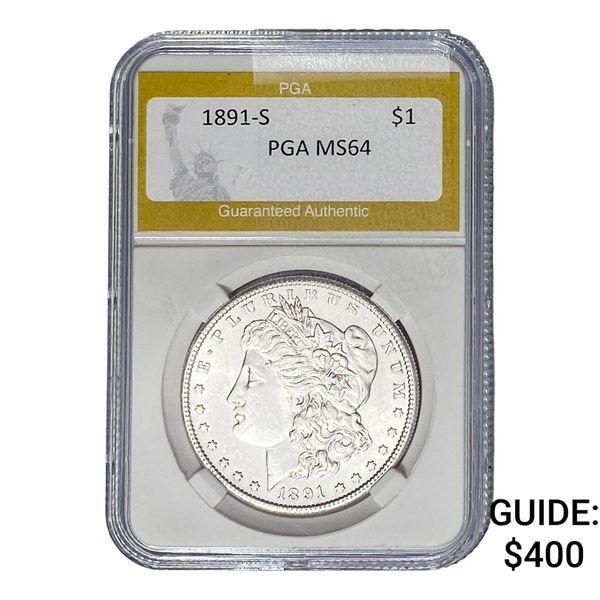 1891-S Morgan Silver Dollar PGA MS64