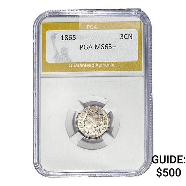 1865 Nickel Three Cent PGA MS63+