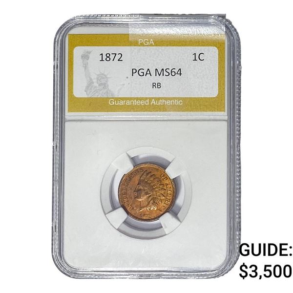 1872 Indian Head Cent PGA MS64 RB