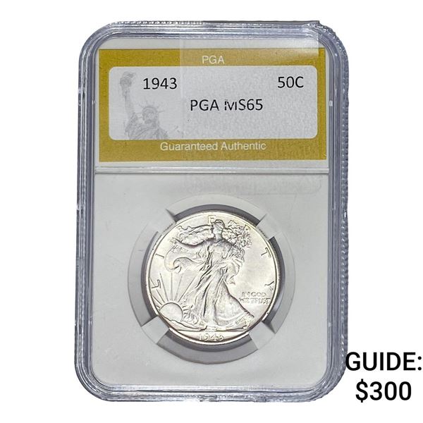 1943 Walking Liberty Half Dollar PGA MS65