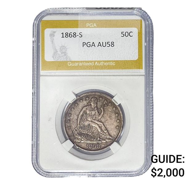 1868-S Seated Liberty Half Dollar PGA AU58