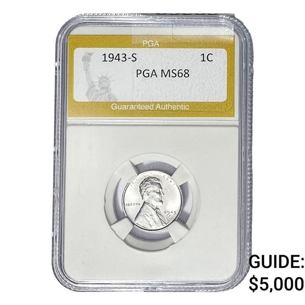 1943-S Wheat Cent PGA MS68