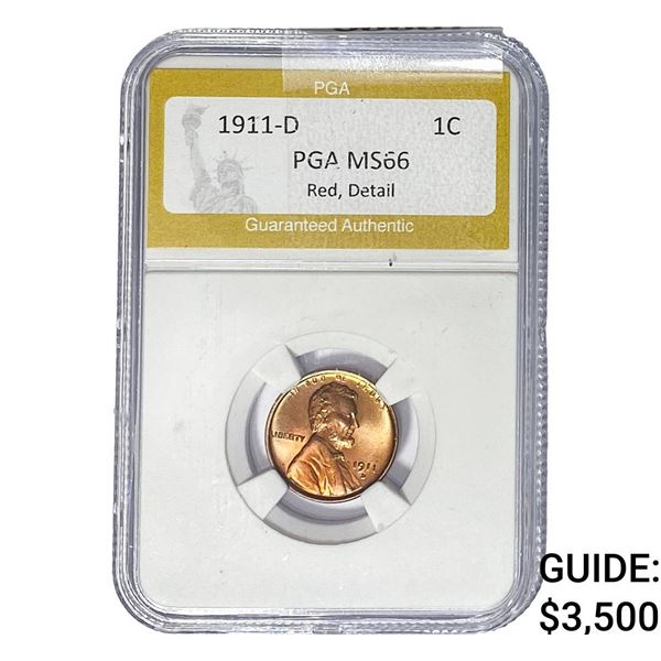 1911-D Wheat Cent PGA MS66 Red, Detail
