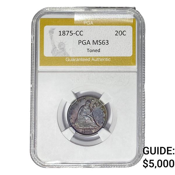 1875-CC Twenty Cent Piece PGA MS63 Toned